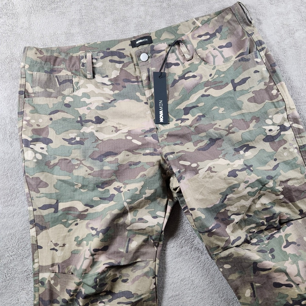 Fashion Nova Men Clayton Straight Camo Pants size 42 Camoflauge Baggy Utility